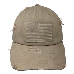 USA Flag Slideback Baseball Cap Brown One Size Adjustable Distressed Patriotic